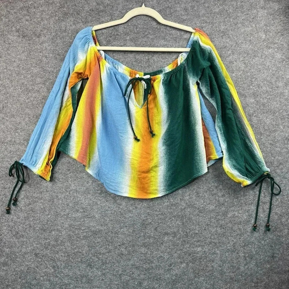 BCBGeneration Cropped Off The Shoulder Top Womens S Boho Hippie Bold Festival‎ - Picture 1 of 10